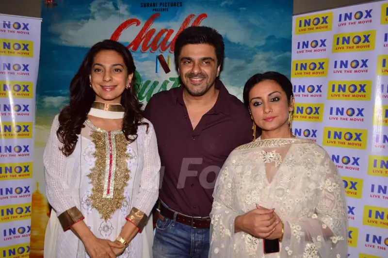Juhi Chawla, Sameer Soni and Divya Dutta at Screening of 'Chalk N Duster'