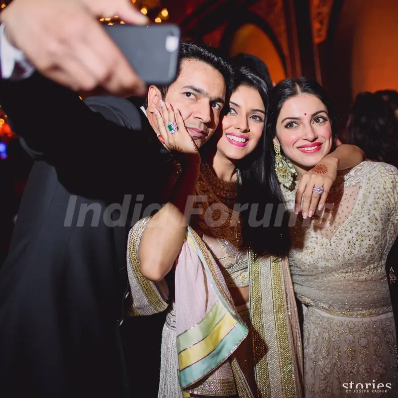Divya Khosla Kumar Poses for a Selfie with Asin and Rahul Sharma at their Wedding Reception