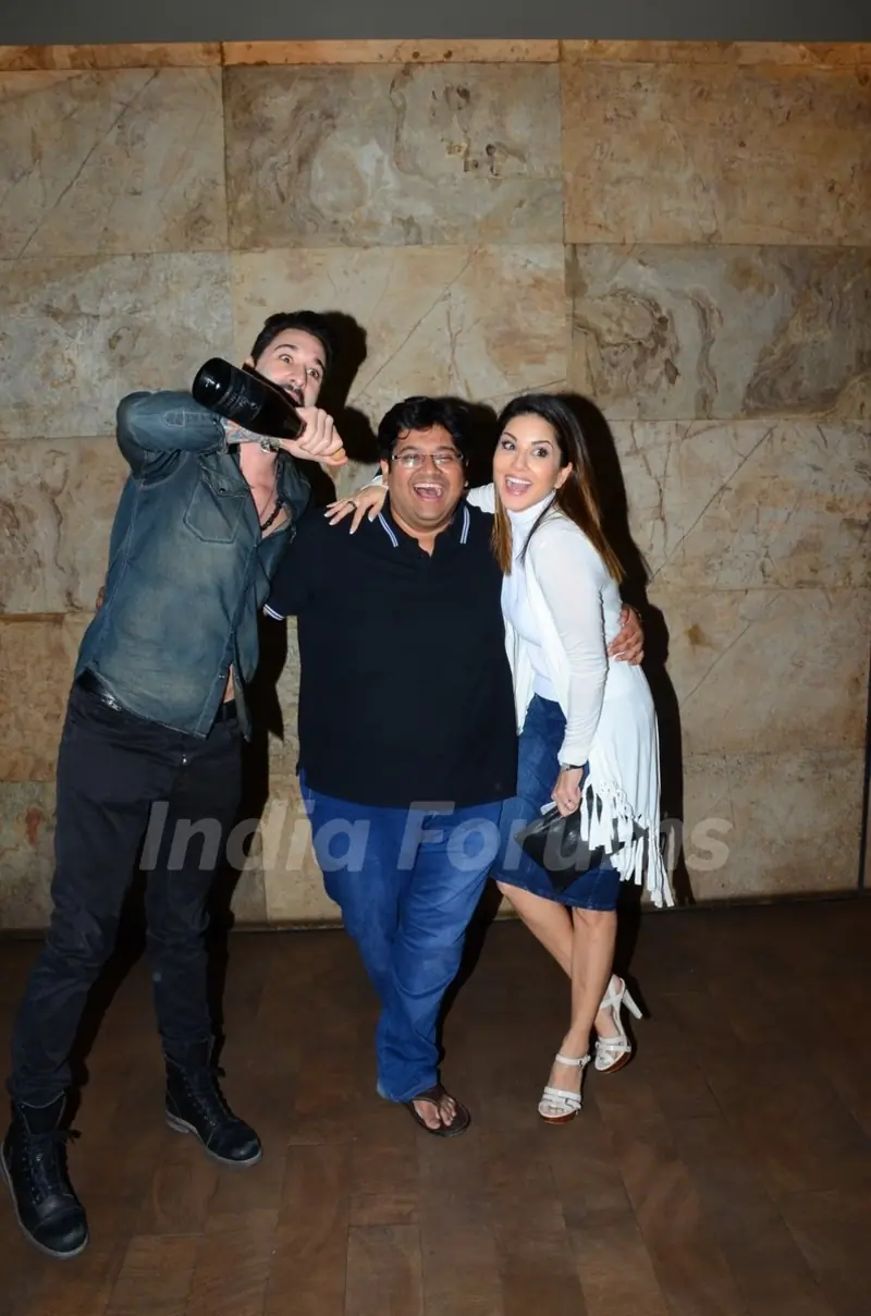 Sunny Leone with her Husband and Milap Zaveri at Special Screening of 'Mastizaade'