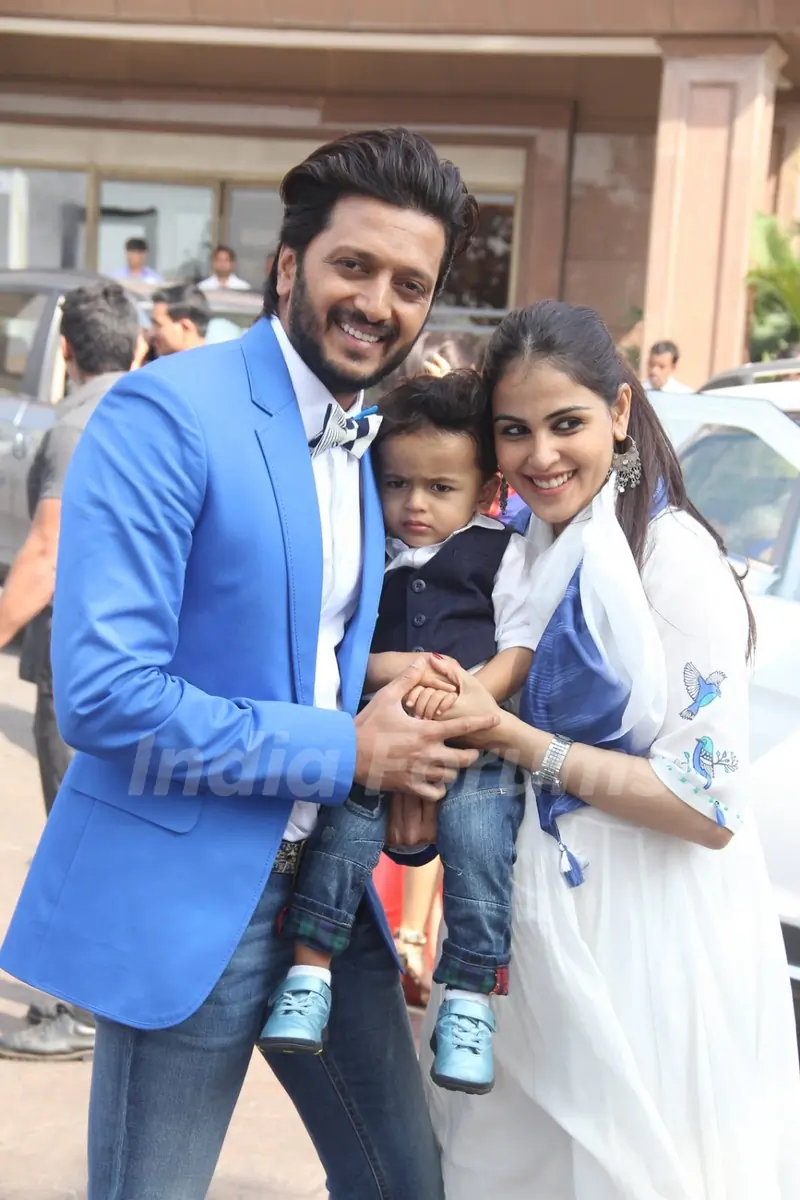 Retiesh Deshmukh and Genelia Dsouza with cutie Riaan at  Arpita Khan's Baby Shower  Ceremony!