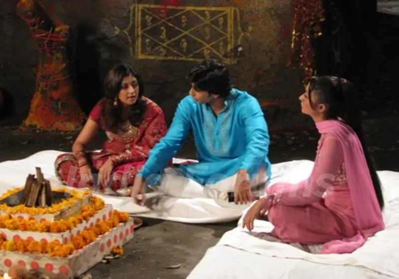 Sumit and Kumkum sitting for doing puja