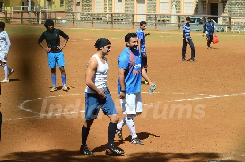Dino Morea and Raj Kundra Snapped Playing Football