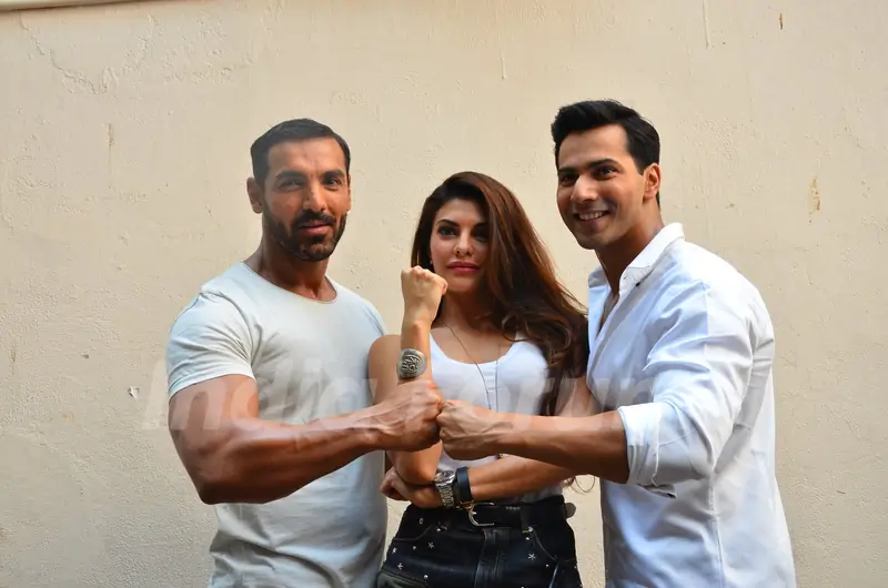 Varun Dhawan, Jacqueline Fernandes and John Abraham at Wrap Shoot of Dhishoom