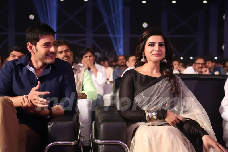 Mahesh Babu and Samantha Ruth at Trailer Launch of the film 'Brahmotsavam'