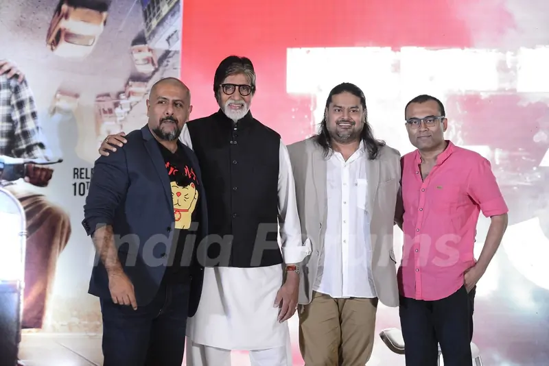 Vishal Dadlani, Amitabh Bachchan, Clinton Cerejo and Ribhu Dasgupta at Song Launch of 'TE3N'