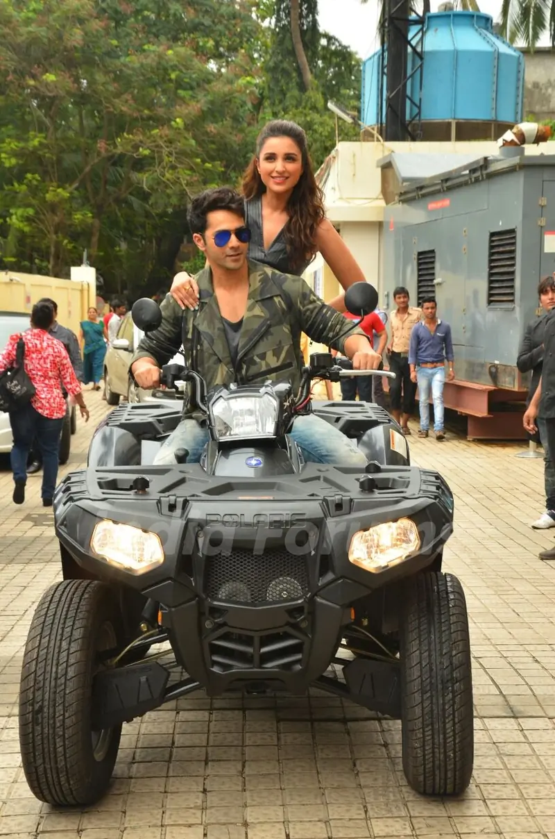 Varun Dhawan and Parineeti Chopra arrives on Quad Bike at Launch of Song 'Jaaneman Aah' from Dishoom