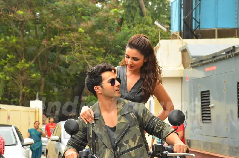 Varun Dhawan and Parineeti Chopra arrives on quad bike at Launch of Song 'Jaaneman Aah' from Dishoom