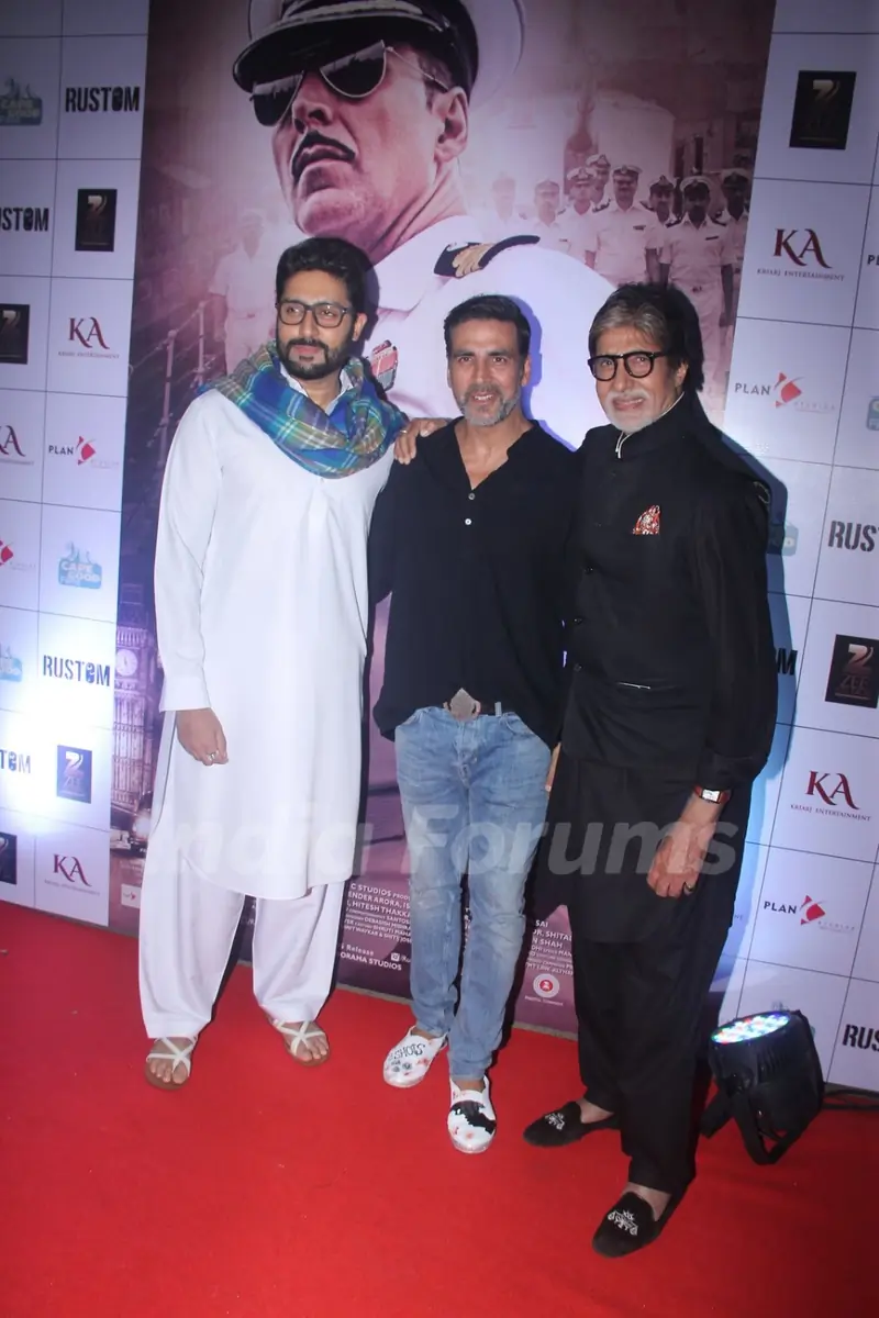 Abhishek, Amitabh and Akshay at Special Screening of 'Rustom' at Yashraj Studios