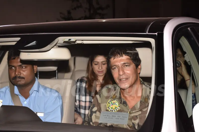 Chunky Pandey with his family at Ittefaq Screening