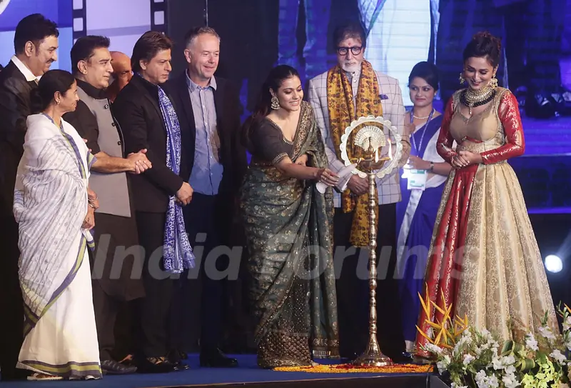 Big B, Shah Rukh & Kajol at an event
