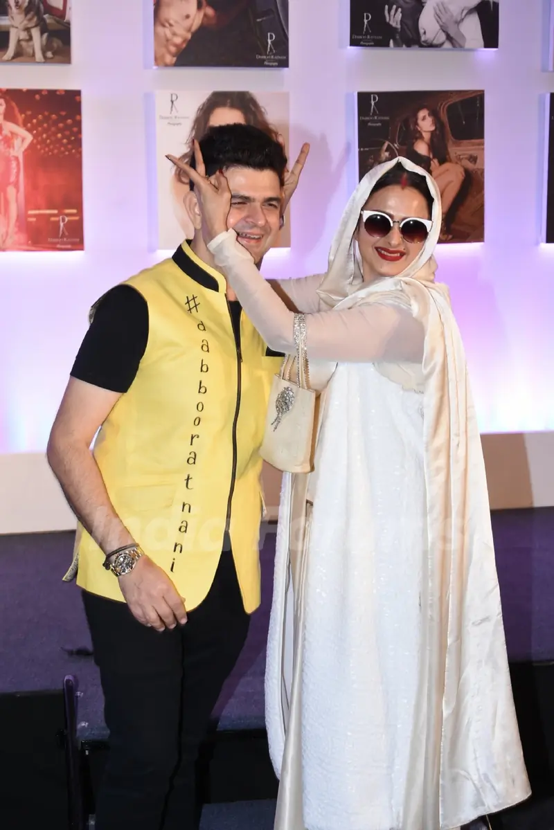 Abhishek Bachchan, Rekha, Sunny Leona at an event