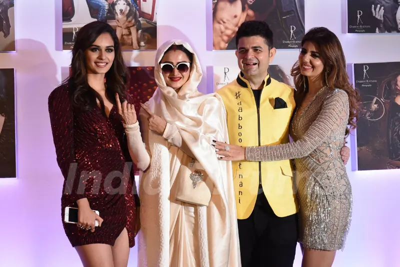 Abhishek Bachchan, Rekha, Sunny Leona at an event