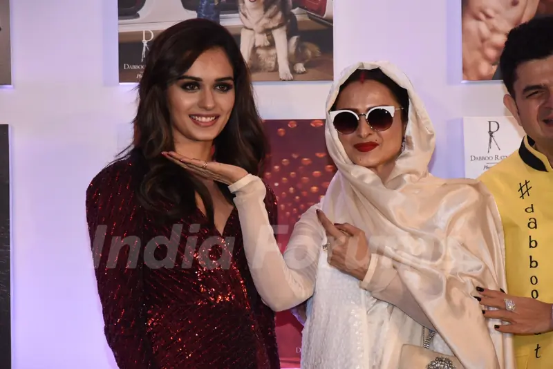 Abhishek Bachchan, Rekha, Sunny Leona at an event