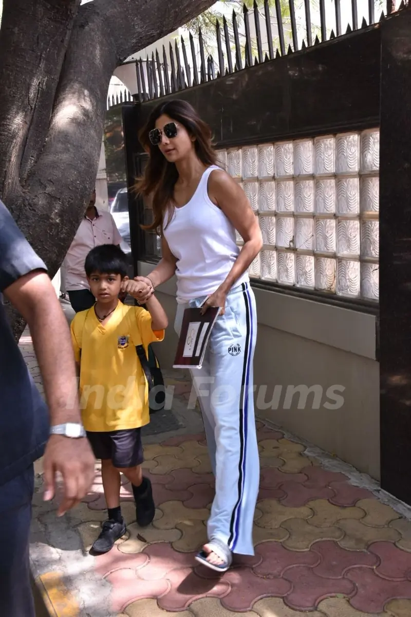 Shilpa Shetty with son snapped in Juhu