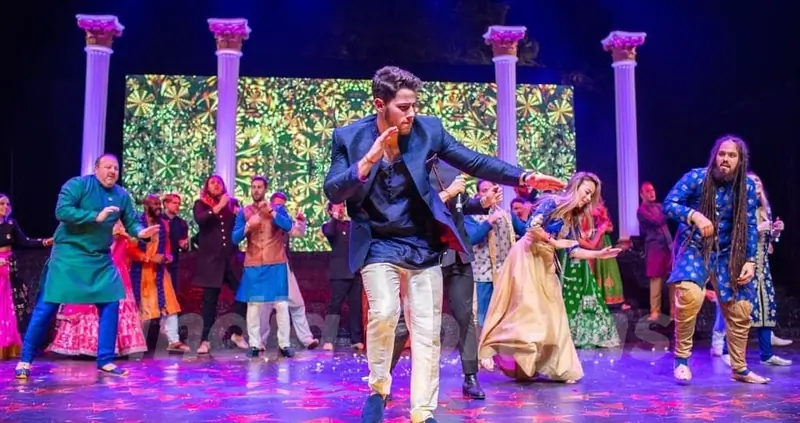 Nick Jonas dancing on his Sangeet Ceremony
