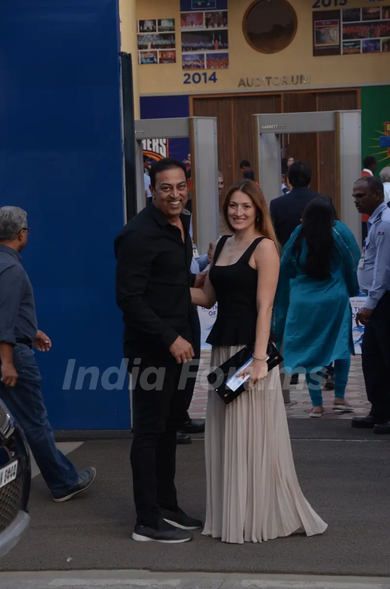 Vindu Dara Singh and wife snapped at Ambani School