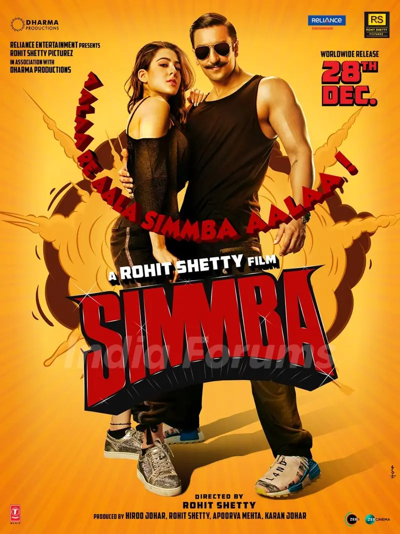 Ranveer Singh and Sara Ali Khan on Simmba poster