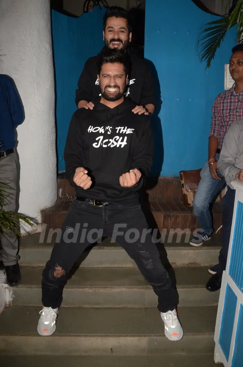 Vicky Kaushal with director Aditya Dhar celebrate URI's success