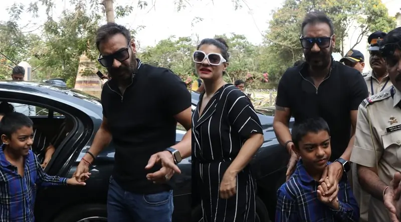 Ajay Devgn Kajol with Son Yug for Voting