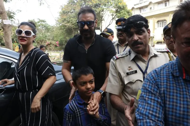 Ajay Devgn Kajol with Son Yug for Voting