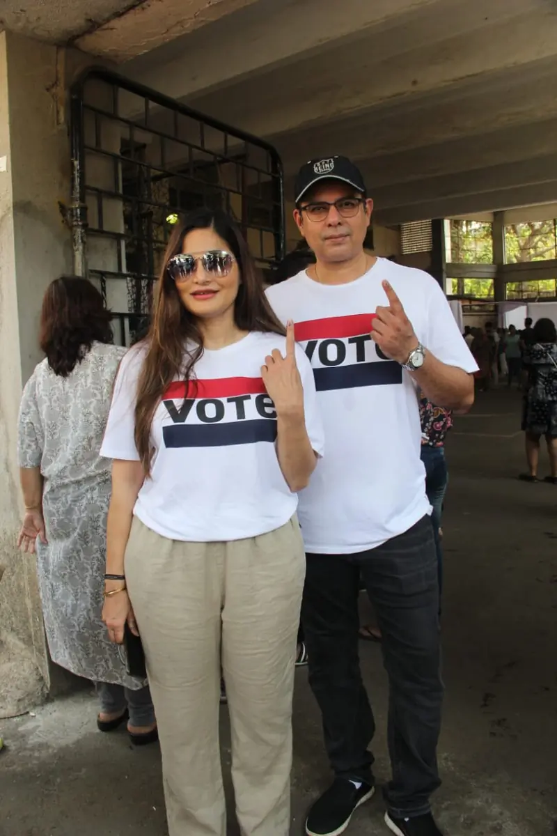 Alvira and Atul Agnihotri spotted outside polling centre