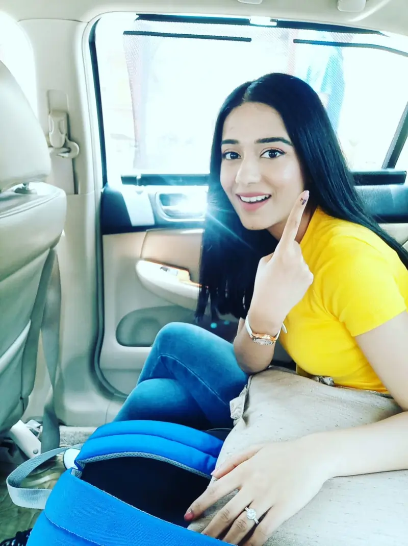 Amrita Rao spotted outside polling centre