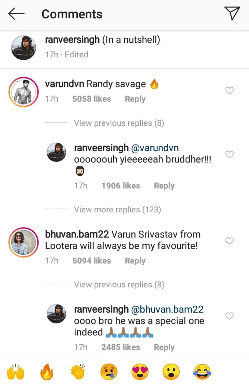 Comments on Ranveer Singh's latest post