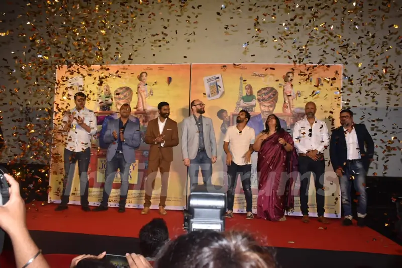 Dhanush and Ken Scott with rest of the team members at the trailer launch of The Extraordinary Journey of the Fakir
