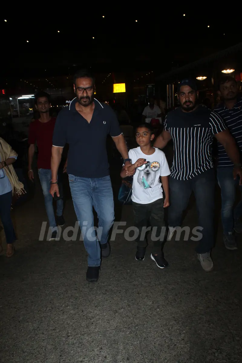Ajay Devgn snapped with son Yug at the airport