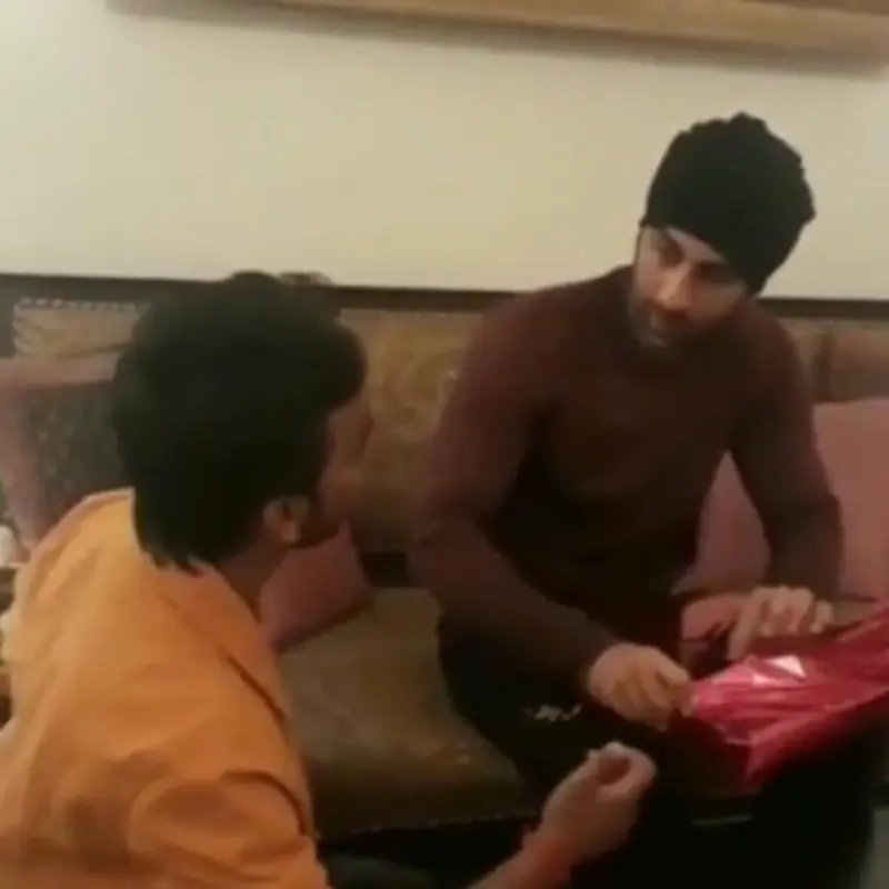 Ranbir Kapoor with a fan