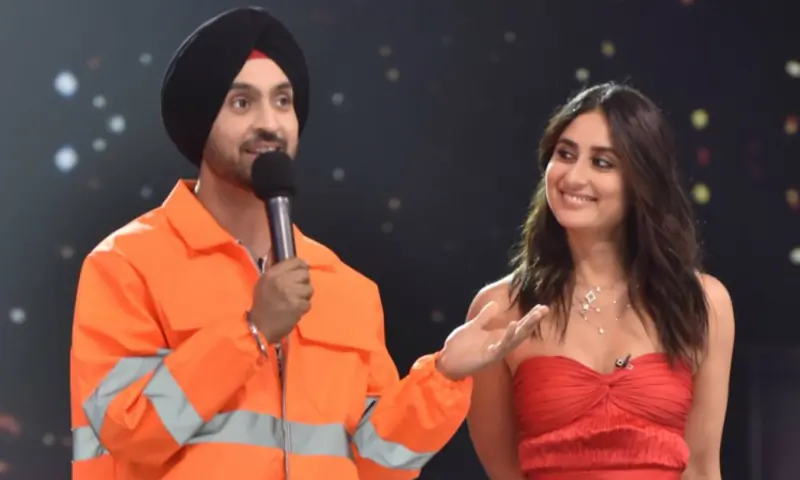 Diljit Dosanjh and Kareena Kapoor on the sets of DID