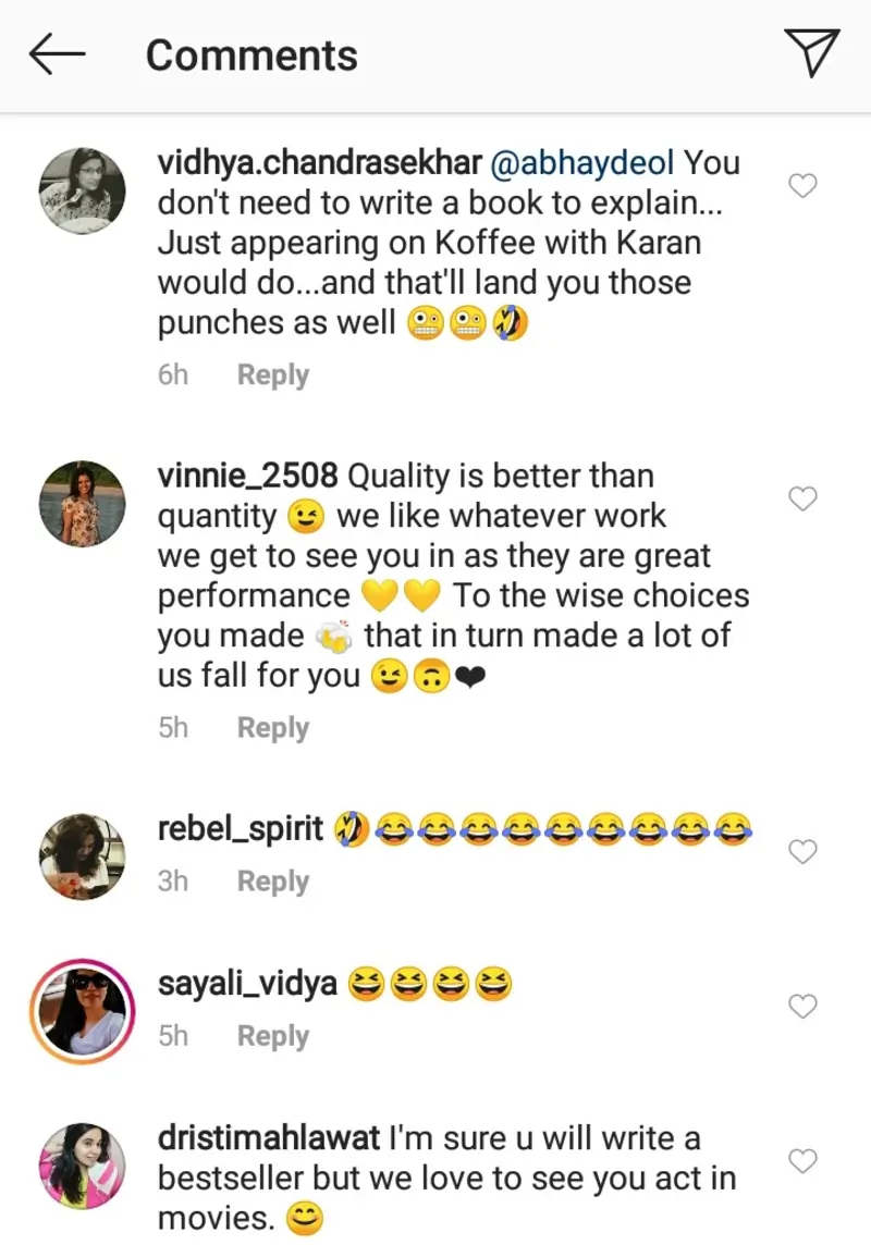 Comments on Abhay Deol's recent post
