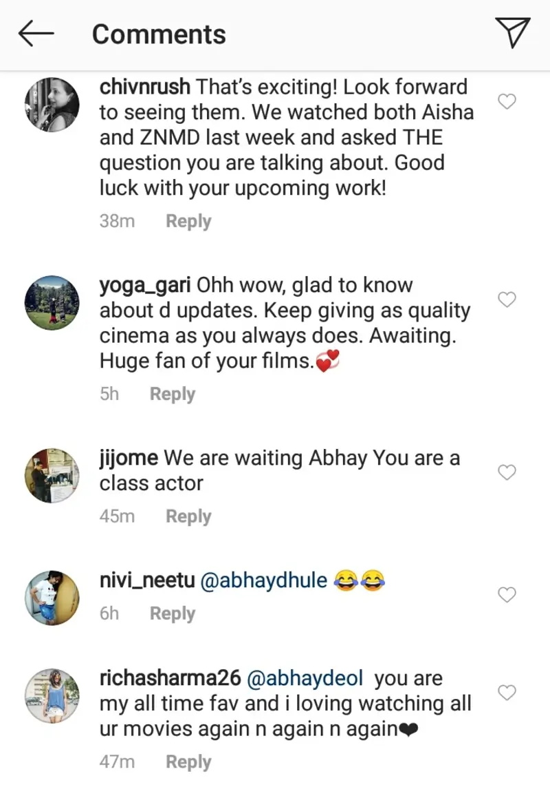 Comments on Abhay Deol's recent post