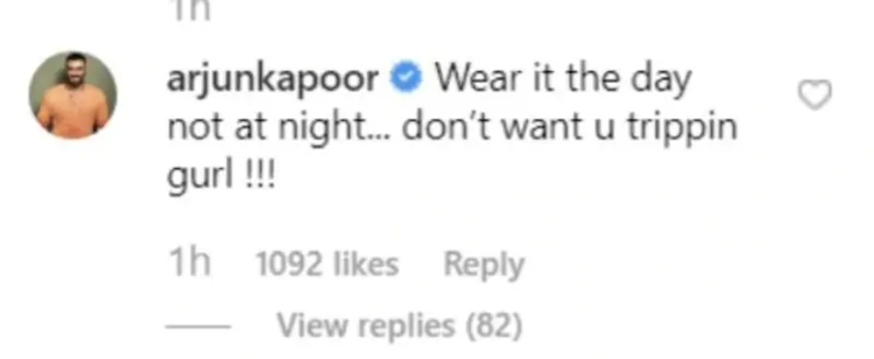 Screengrab of Arjun Kapoor's comment