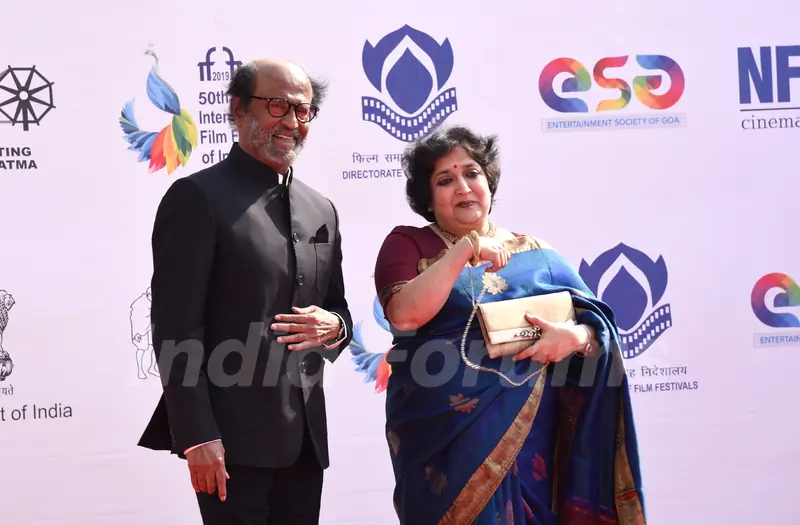 Rajinikanth snapped during the inauguration of IFFI Goa 2019