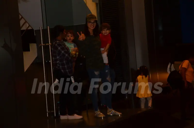 Sunny Leone spotted with her kids after their play-school