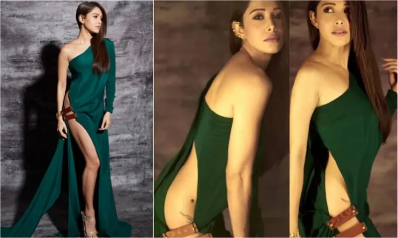 Nushrat Bharucha green high slit dress