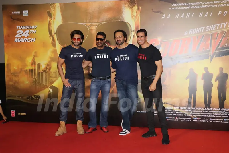 Ranveer, Ajay, Rohit and Akshay at the trailer launch of Sooryavanshi!