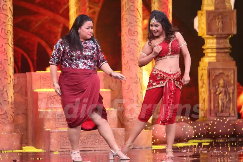 Bharti having fun with Contestant Sadhwi Majumdar on the sets of India's Best Dancer.