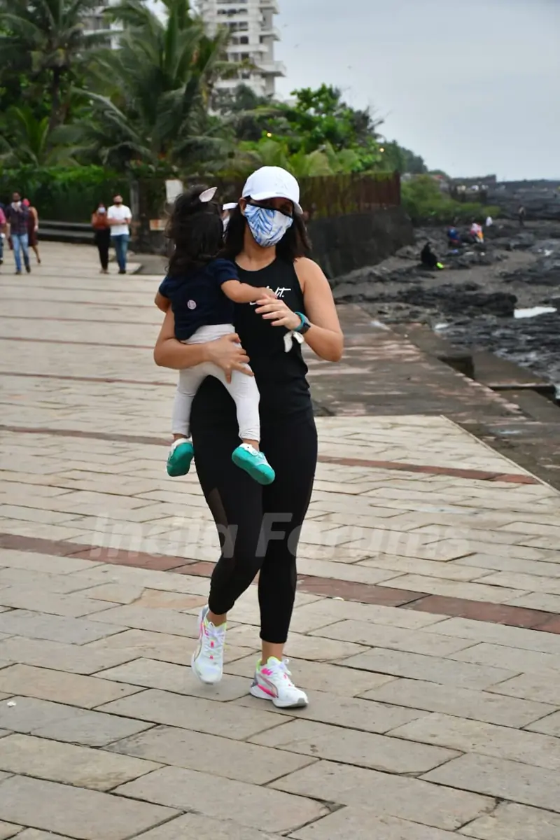 Neha Dhupia spotted at Bandstand, Bandra...