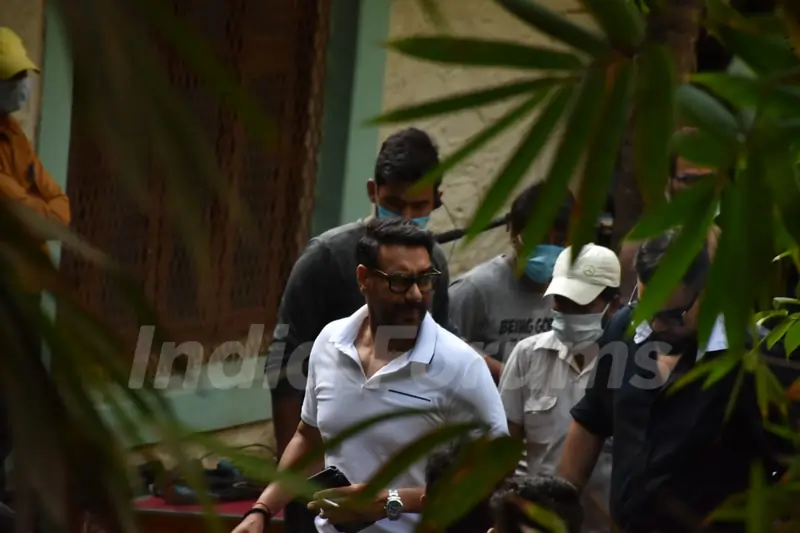 Ajay Devgn snapped at a shoot location in Bandra