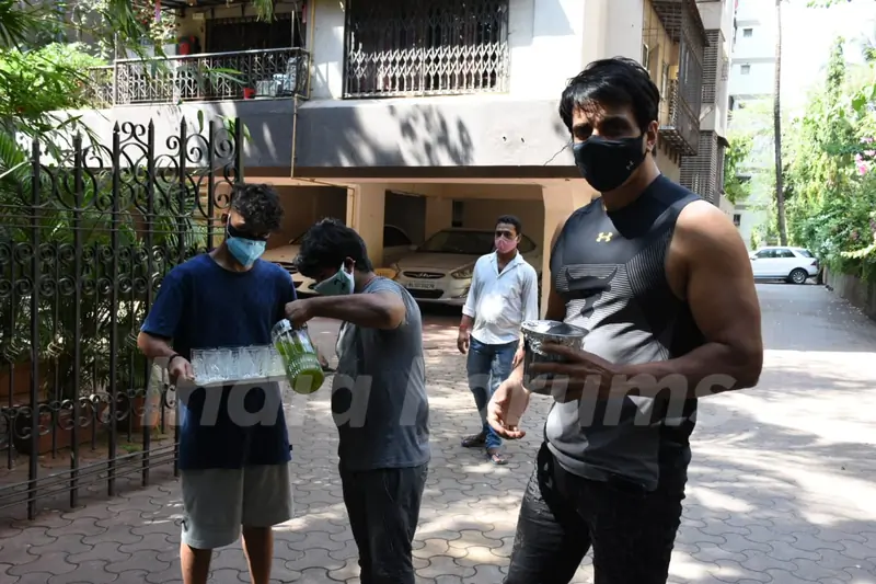 Sonu Sood snapped outside his residence