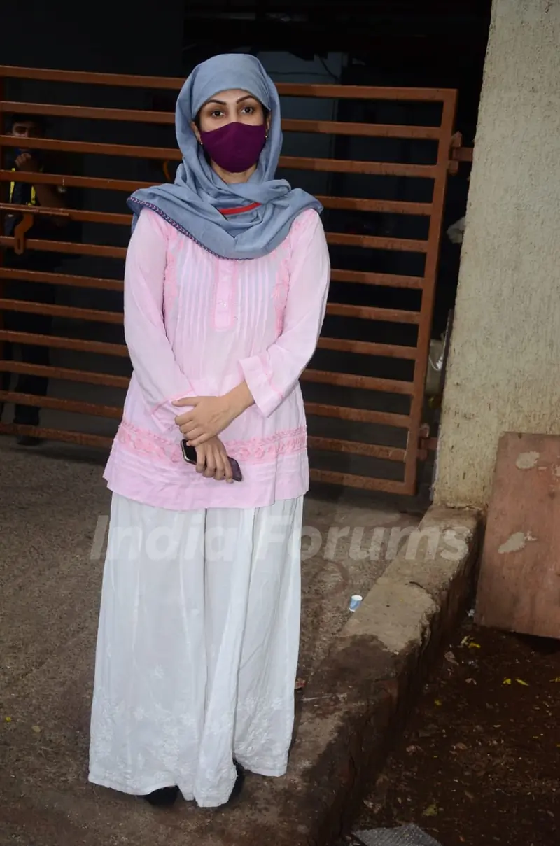 Nisha Rawal snapped addressing a press conference 