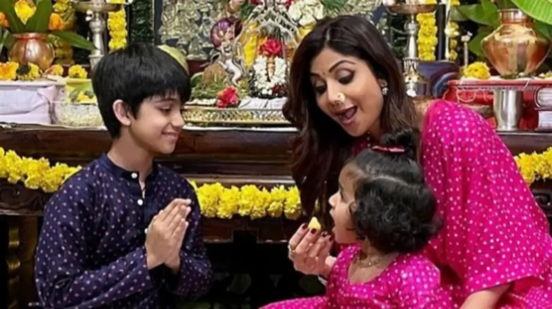 Viaan, Shilpa Shetty and Samisha Shetty