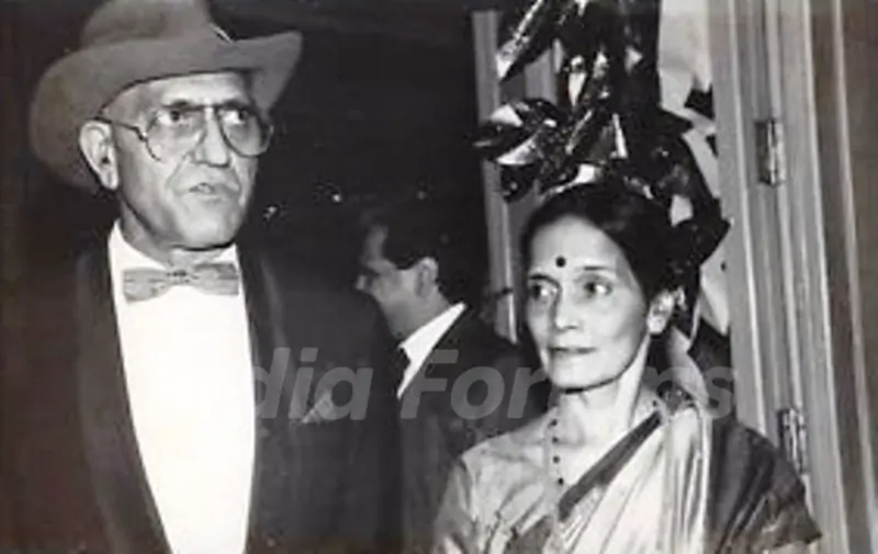 Amrish Puri With His Wife
