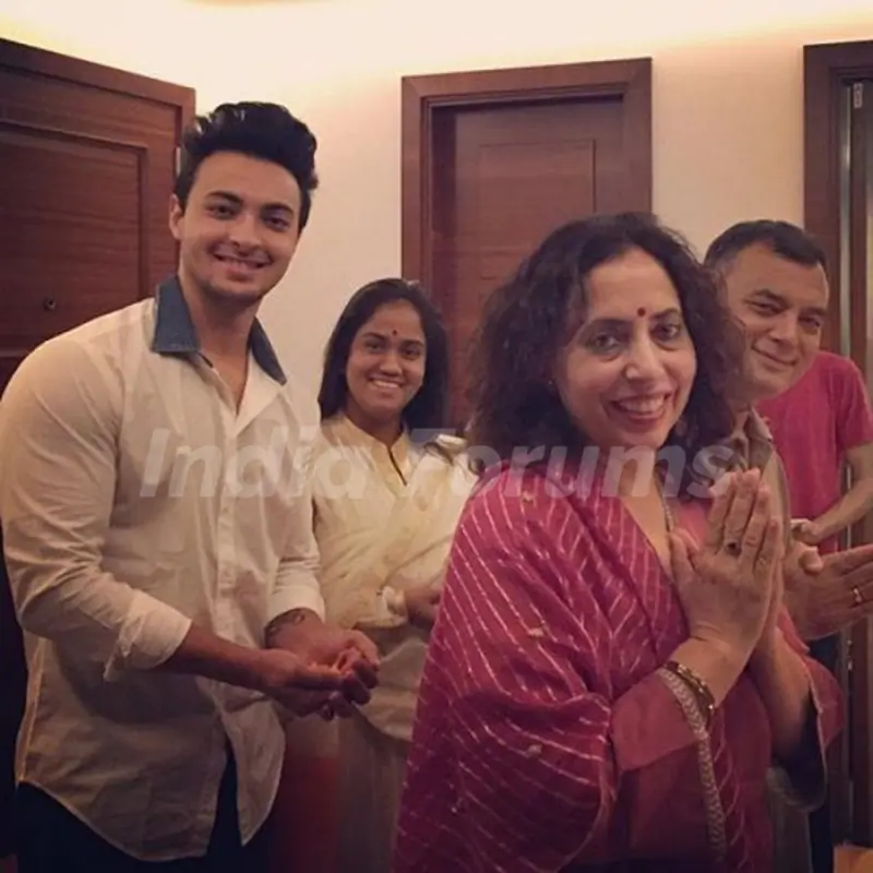 Ayush Sharma with his parents and wife