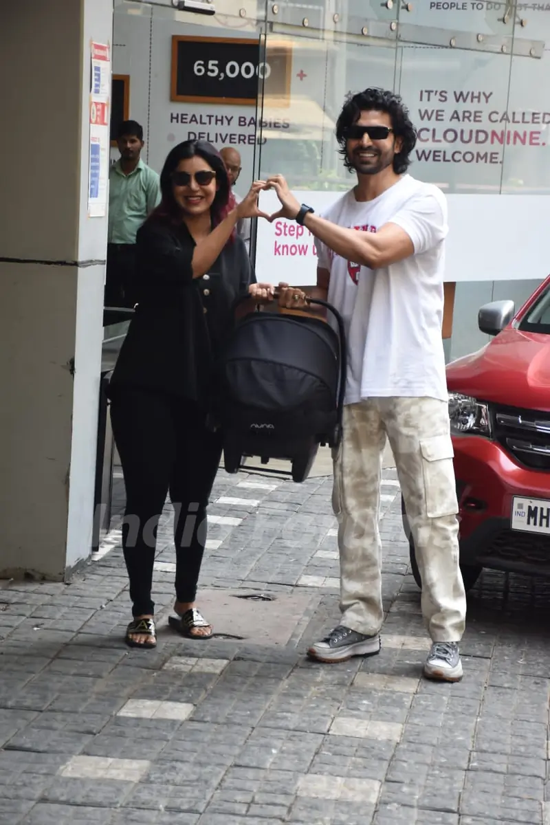 Gurmeet Chaudhary and Debina with their newborn baby