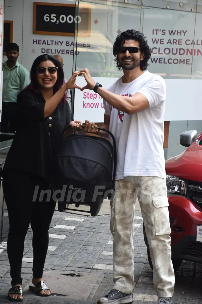Gurmeet Chaudhary and Debina with their newborn baby