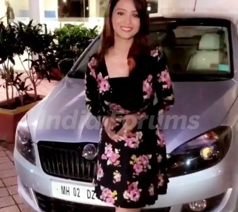Adaa Khan poses with her Skoda car