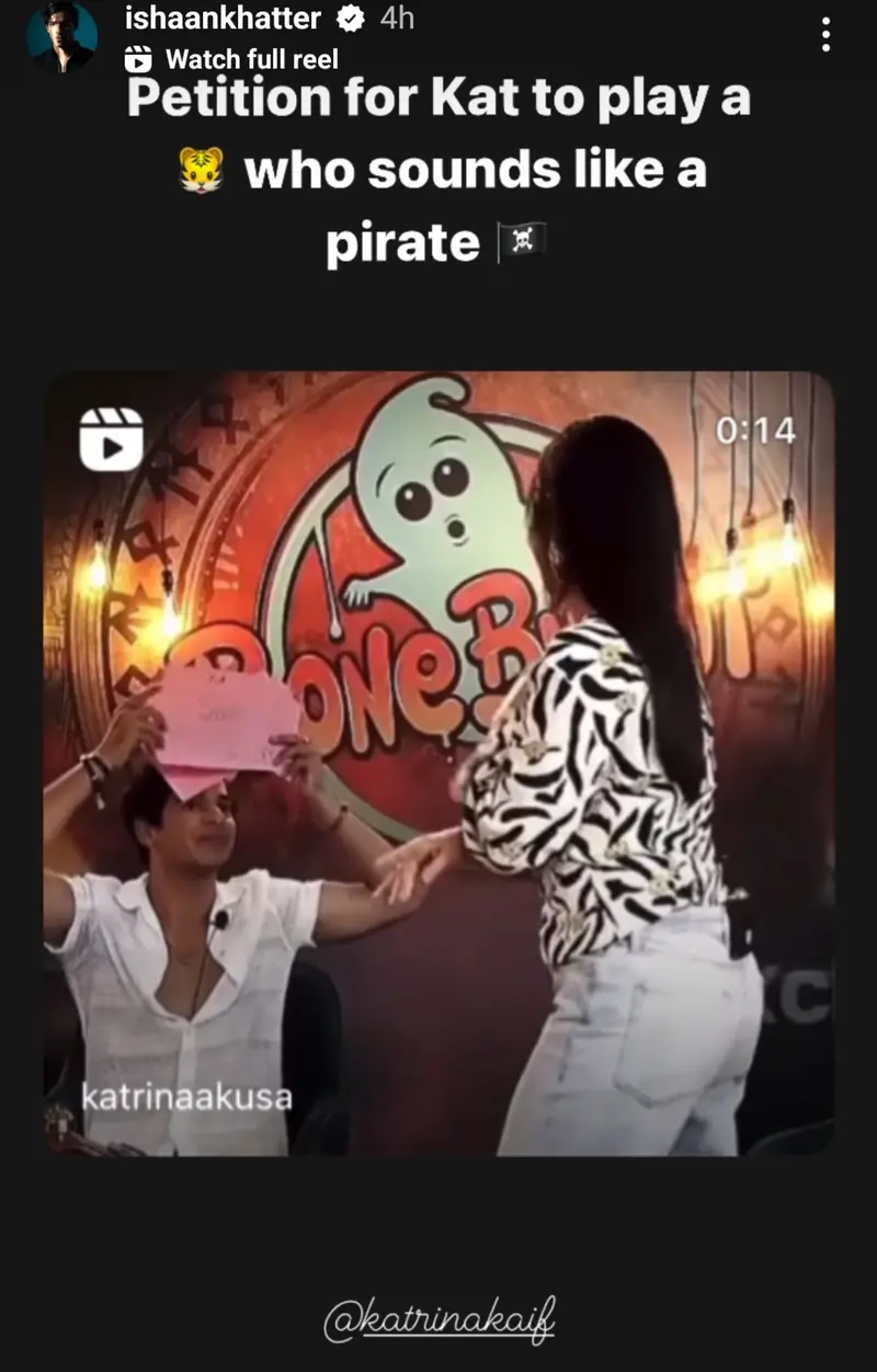 Ishaan Khatter's Instagram story 